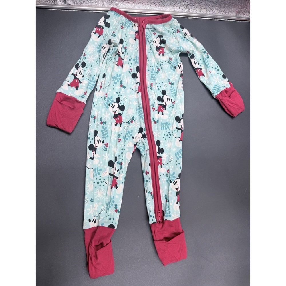 Little Sleepies 0-3 Months Disney Mickey Winter Wonderland Bamboo Zippy Pajamas